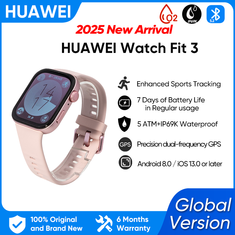 HUAWEI Watch Fit 3 Smartwatch 1.82'' AMOLED Display Ultra Slim Design Upgraded Health Management huawei watch fit 3 سوار