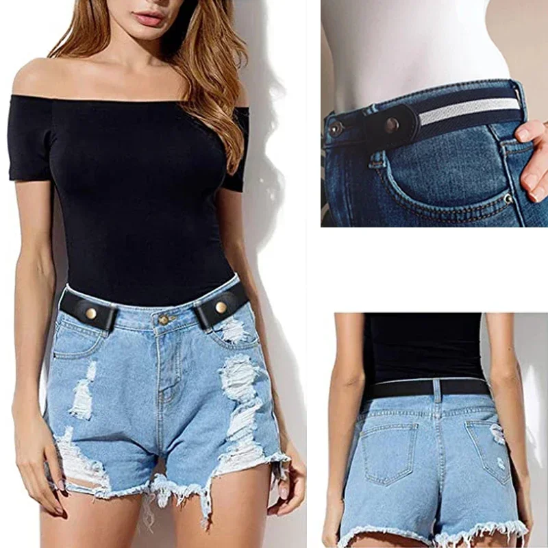 Nueva banda elástica ajustable para la cintura, cinturón Invisible, cinturones sin hebilla para mujeres y hombres, pantalones vaqueros, vestido sin hebilla, fácil de usar
