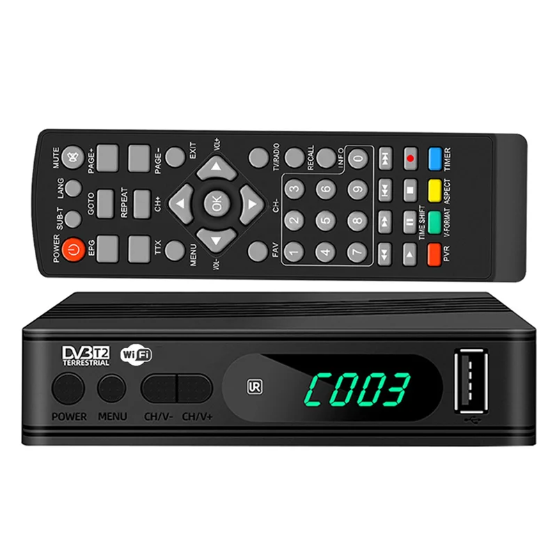 ABJF-Digital TV Decoder HD TV Boxs USB Set Top Box DVB-T2 TV Tuner Terrestrial Satellite TV Receiver HEVC DVBT2 H. 264