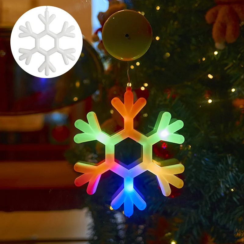 Christmas Window Lights, Battery Powered, Snowflake & Jingle Bell & Stocking Shaped with Suction Cup for Xmas, Holiday, Decor