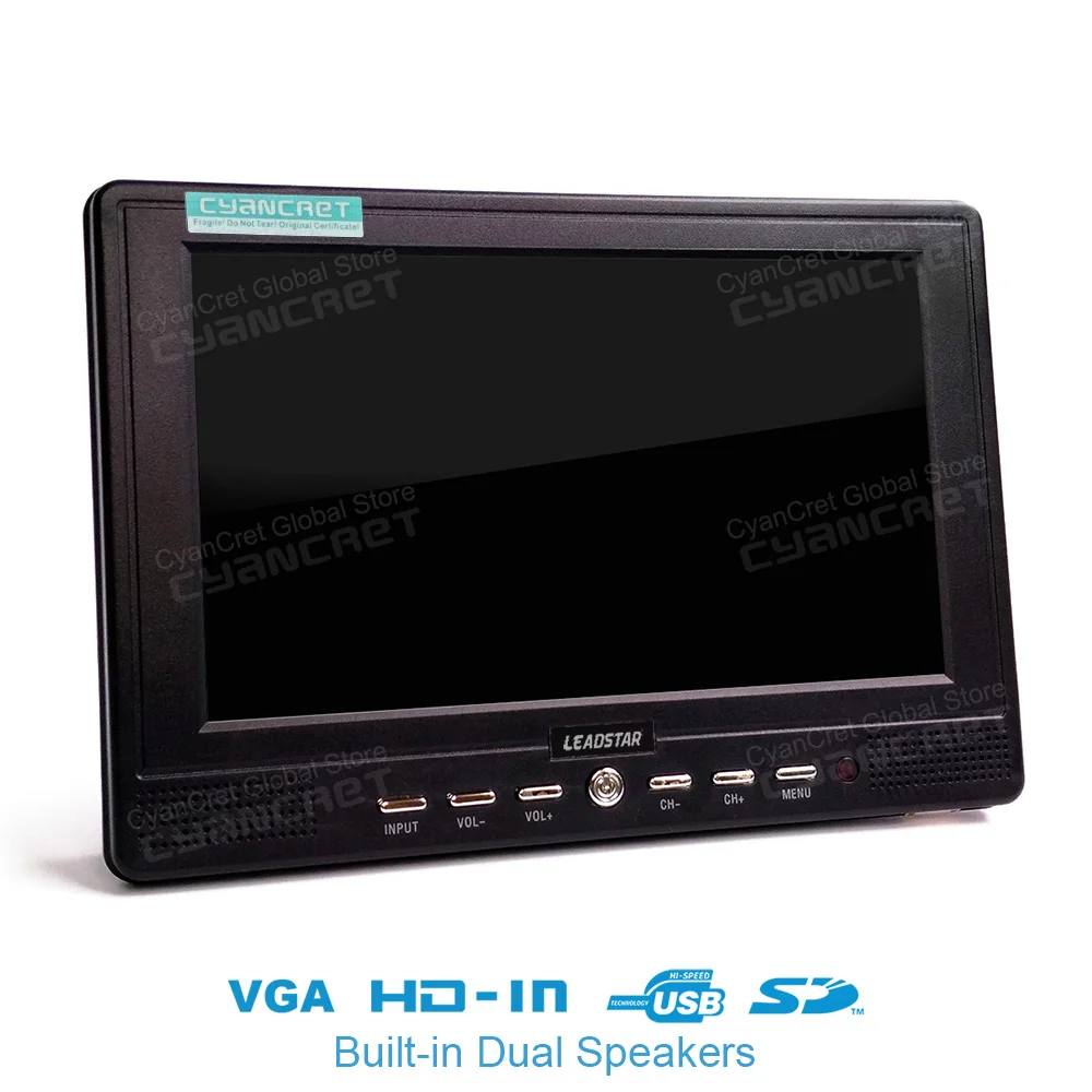 LEADSTAR D768 7 นิ้วทีวีแบบพกพา DVB-T2 tdt DTT Digital และ Analog mini รถขนาดเล็กทีวีโทรทัศน์สนับสนุน USB TF H.265 AC3