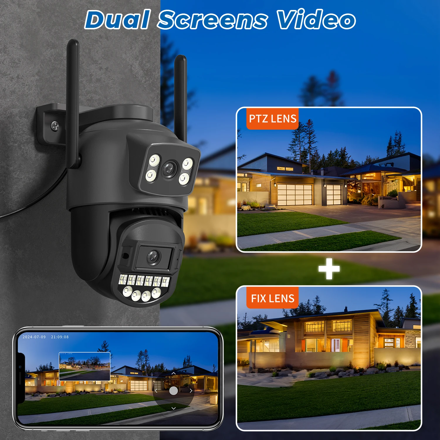 BESDER 5K 10MP WiFi กล้อง PTZ กลางแจ้ง AI Human Detection Dual หน้าจอ 4K 8MP กล้องวงจรปิดความปลอดภัยกล้อง IP เสียงอีเมล์นาฬิกาปลุก O-Kam Pro