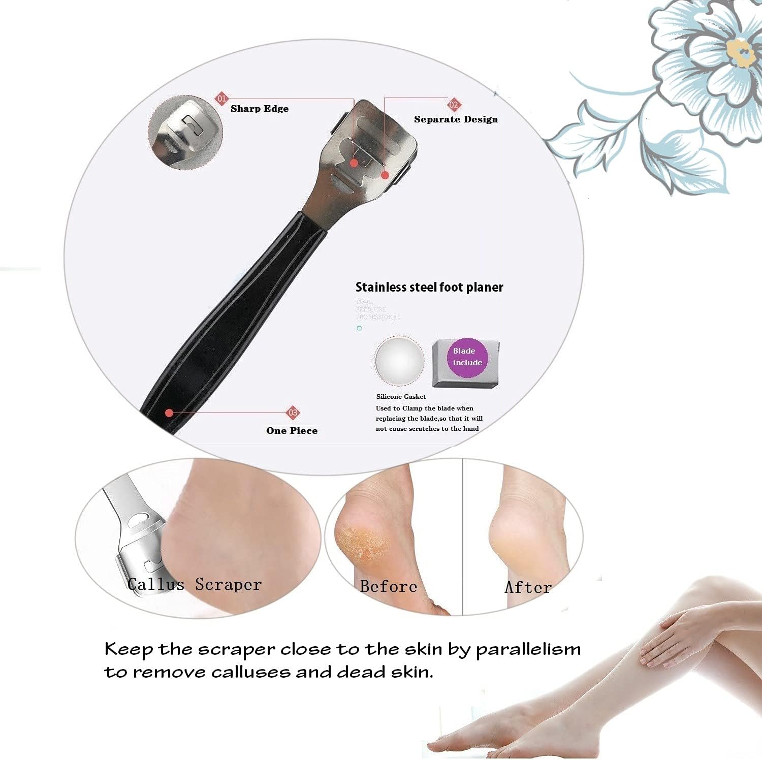 Pedicure Kit 8/10/23 in 1 Stainless Steel Professional Pedicure Tools Set Foot Rasp Peel Callus Dead Skin Remover