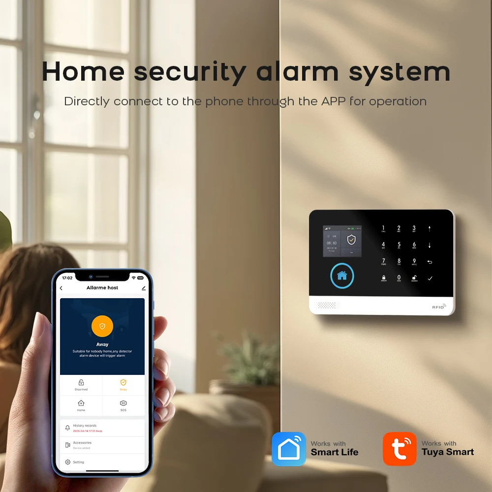 MULO-Home Burglar Security Alarm System, 433MHz, GSM, Wireless, PG103, Wi-Fi, Tuya Smart App, trabalhar com Alexa, 433MHz