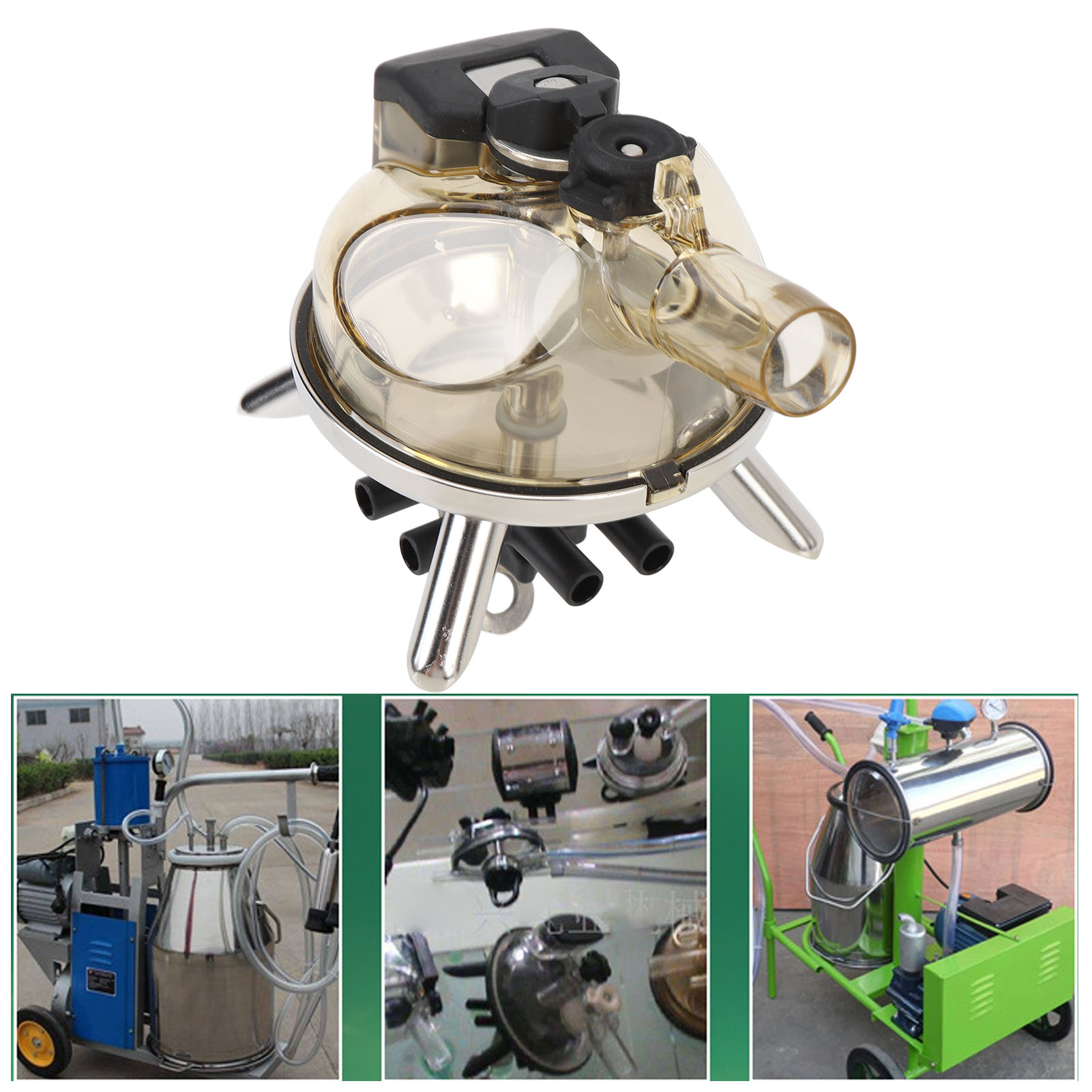 Cluster de garra de leite coletor de leite de vaca 300ml base inoxidável capa transparente cluster de ordenha de vaca para fazenda ferramenta coletor de leite de vaca