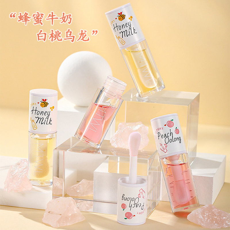 Olio per labbra alla pesca Gloss Paffuta Idratante Non appiccicoso Sexy Acqua lucida Rossetto liquido trasparente a lunga durata