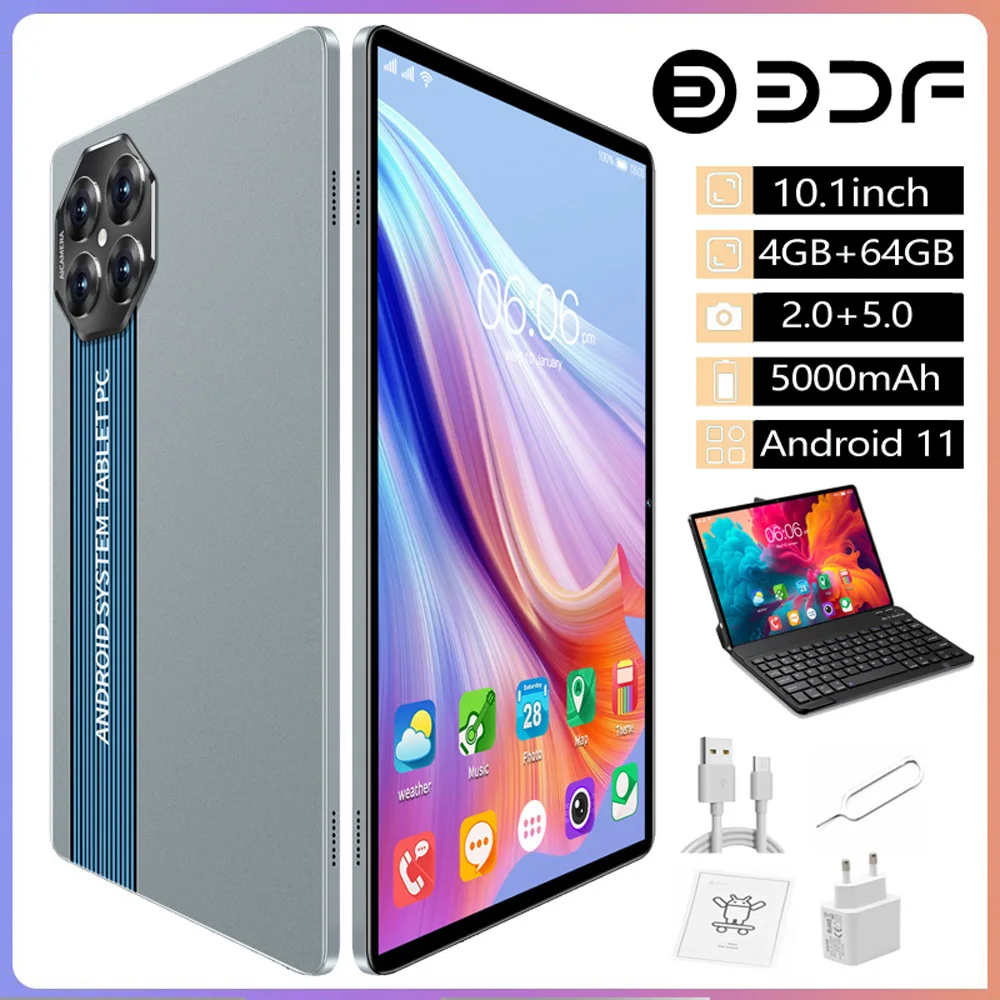 Tableta Android oficial BDF genuina de 10,1 pulgadas con núcleos octa, 4 GB de RAM, 64 GB de ROM, cámaras duales, tarjetas SIM duales, tableta telefónica