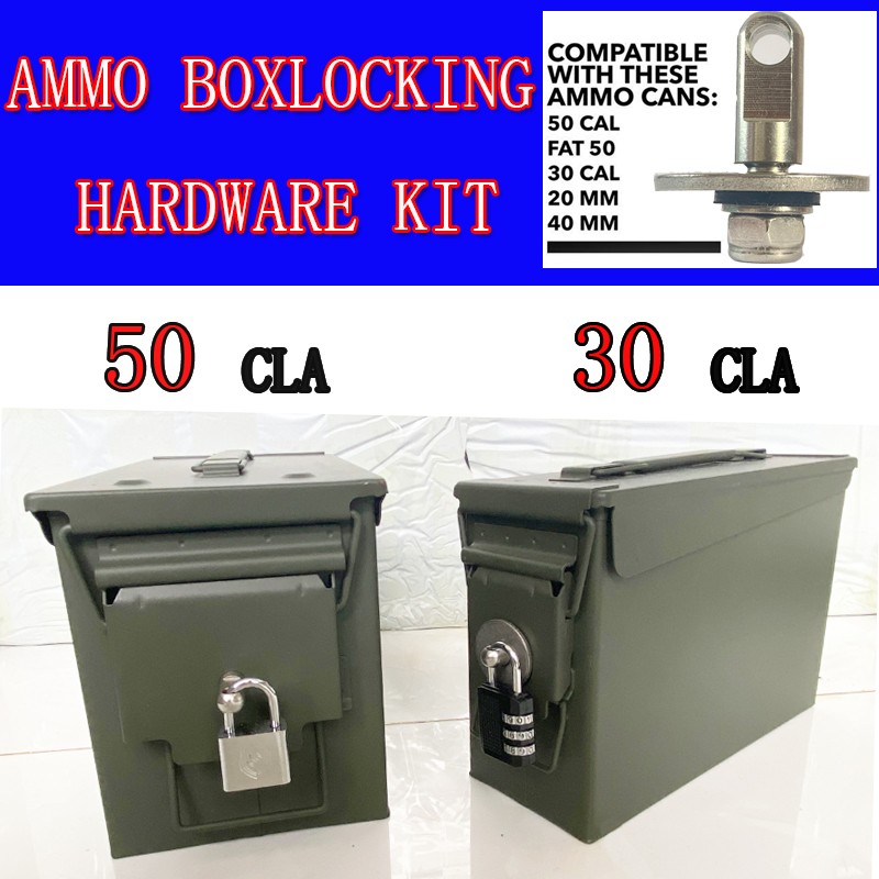 Bez pudełka, Bolt 50 Cal Ammo can Steel Gun lock Ammunition Gun safe box Hardware Kit Military Army lockable case 40mm Pistol Bullet
