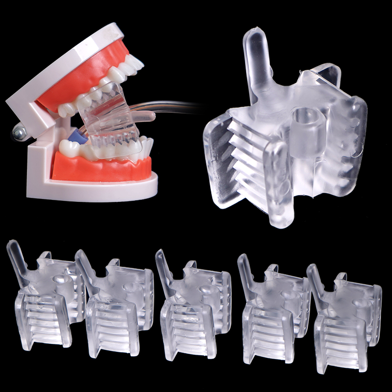 Abridor de boca de silicone dental, 5 peças suporte transparente almofada de mordida retrator saliva ejetor ponta de sucção cuidados orais material odontológico