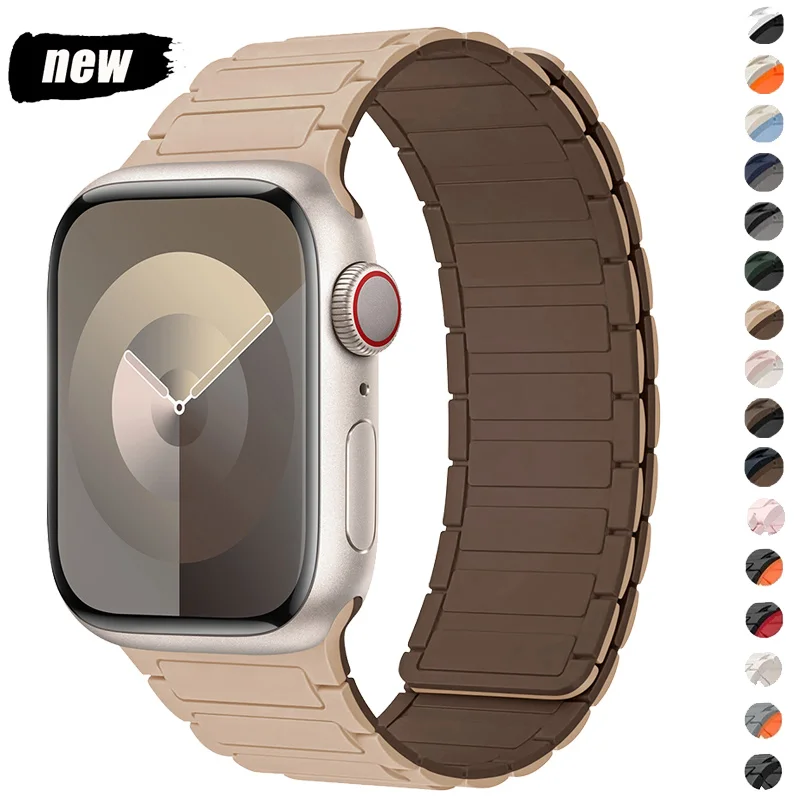 Correa deportiva magnética para Apple Watch Ultra 2, 49mm, 45mm, 44, 42mm, 38, 40 y 41mm, correa de silicona para IWatch Series 9 8 7 6 5 4 SE 3 Loop