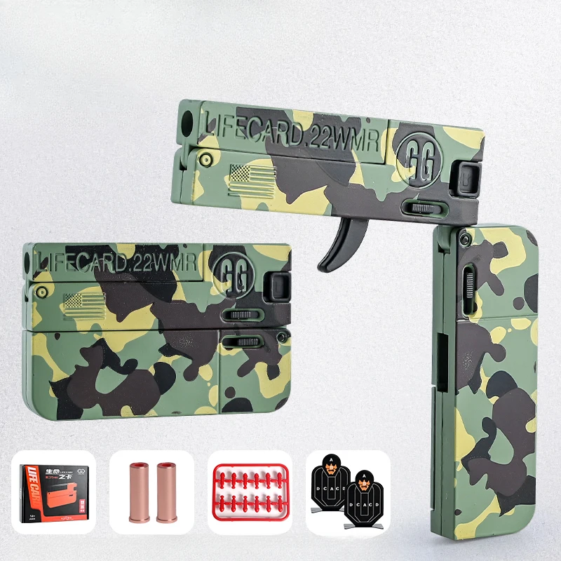 Pistola plegable de aleación Lifecard mejorada 2,0, juguete de bala suave, modelo de tiro, pistola para adultos, niños, regalos de cumpleaños
