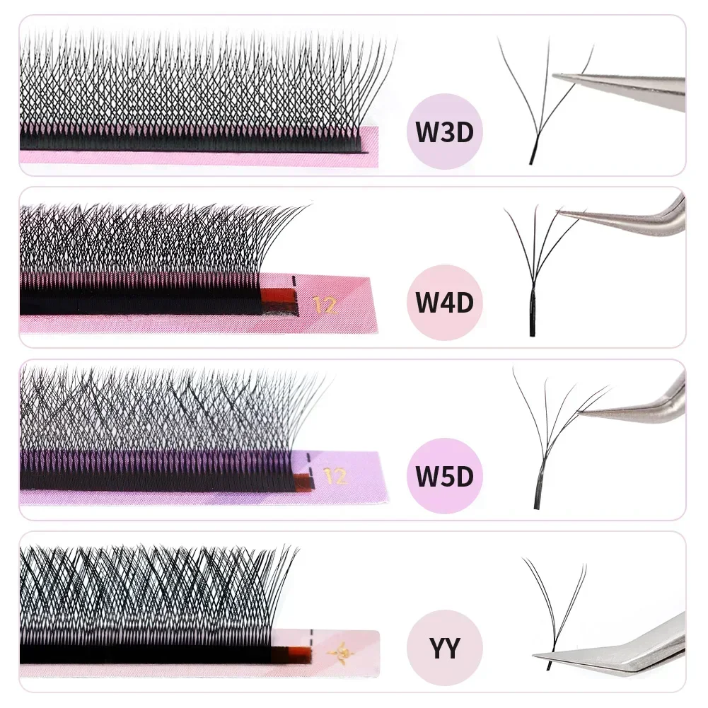 Arison Nối Mi W Hình 3/4D Premade Tập Người Hâm Mộ W Phong Cách Hàng Mi Giả Chồn Mềm Mại Dễ Dàng Faning Tự Nhiên làn Mi
