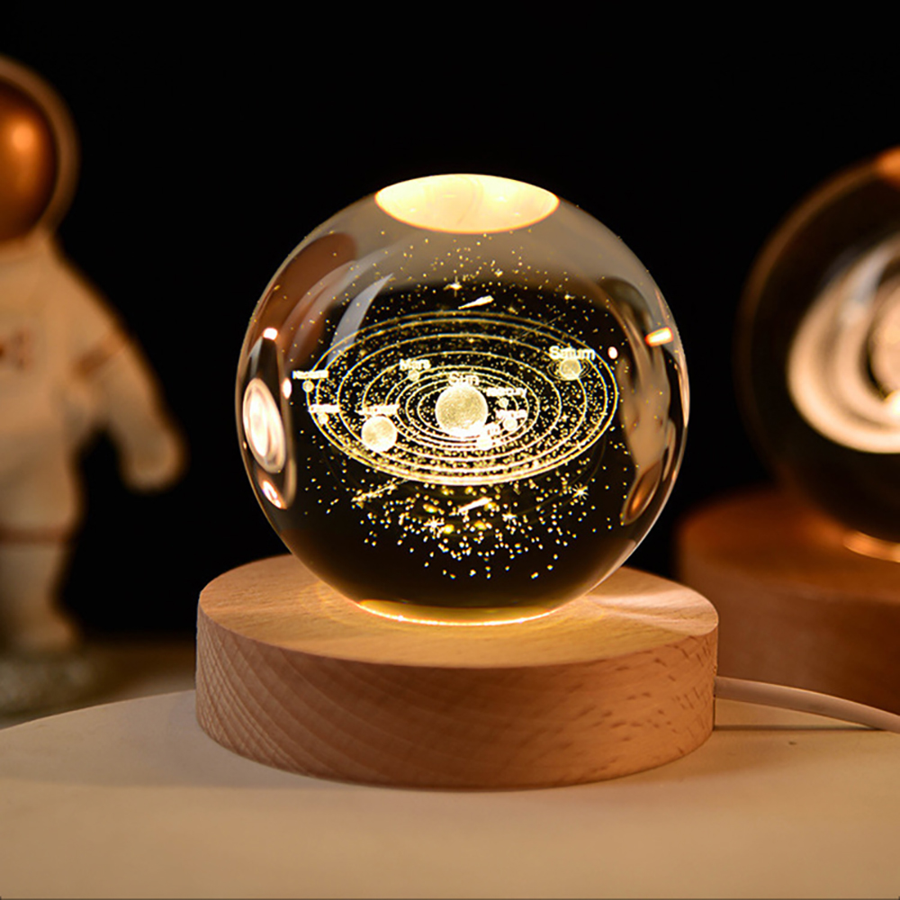 3D-Kristallkugellampe mit Galaxie und Planetenprojektionen, USB-Nachtlicht für gemütliche Atmosphäre, Plasmakugel, kreatives Geschenk