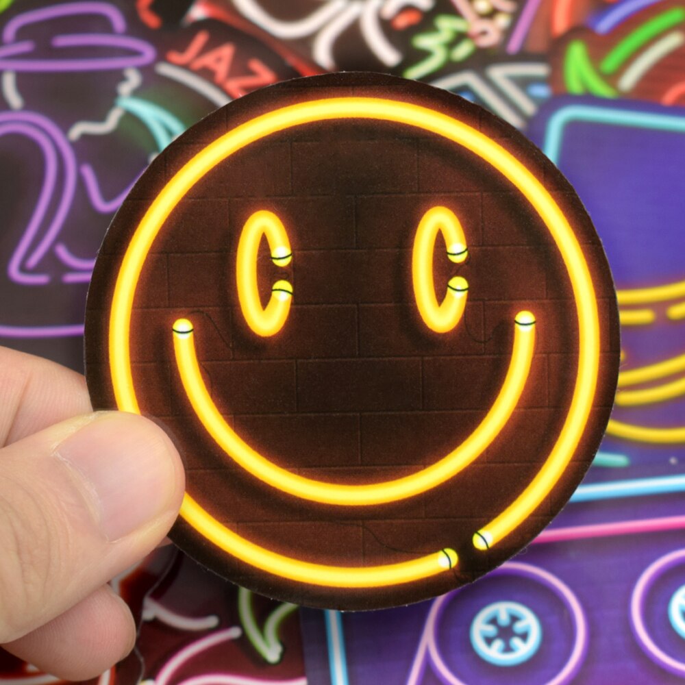 50ชิ้นสติกเกอร์ติดรถจักรยานลายกราฟิตี้กันน้ำลายการ์ตูนแล็ปท็อปรถยนต์รถจักรยานยนต์กระเป๋าสัมภาระสติกเกอร์แสงนีออน