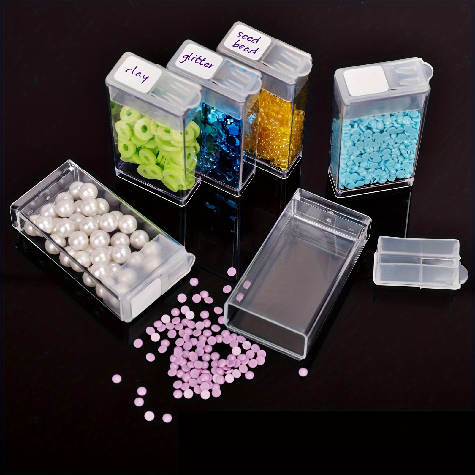 Clearance_1pc 32/40/42/48/56/64 fentes boîte de rangement en plastique, bricolage diamant peinture perles charmes bijoux accessoires organisateur Box_C