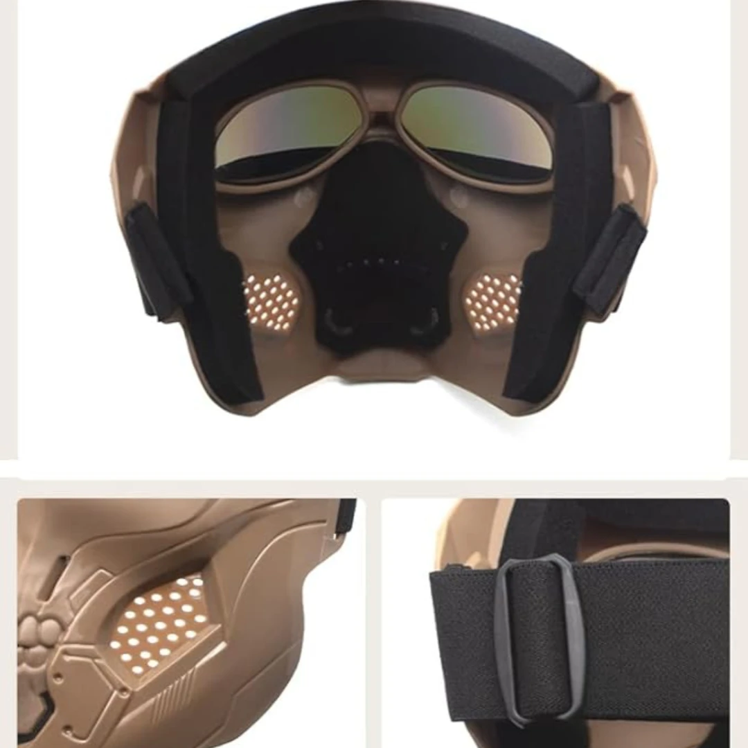 Occhiali da equitazione per casco da moto occhiali maschera facciale staccabile antiappannamento con occhiali ATV occhiali da cross per bici da cross