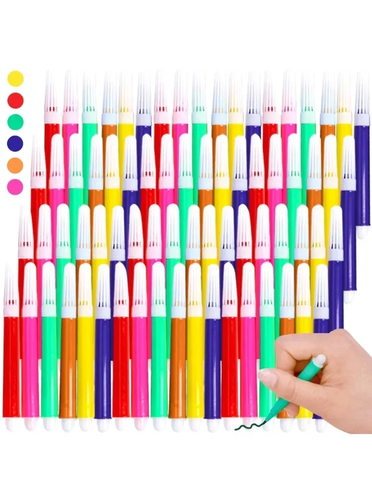 4-24 paquetes de bolígrafos de acuarela de 6 colores, Mini marcador de dibujo adecuado para bolsa de Graffiti no tejida, accesorios de papelería artística para pintura