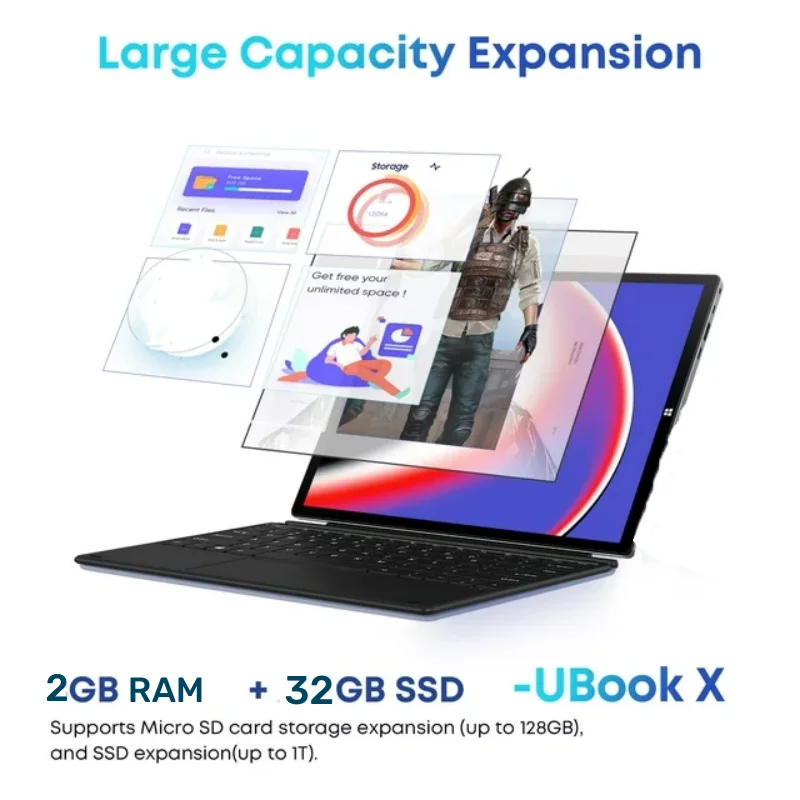 2 em 1 mini pc tablet pc 10.1 ''w102 windows 10 z8350 quad core wifi câmera dupla 1280x800 tela ips hdmi-compatível