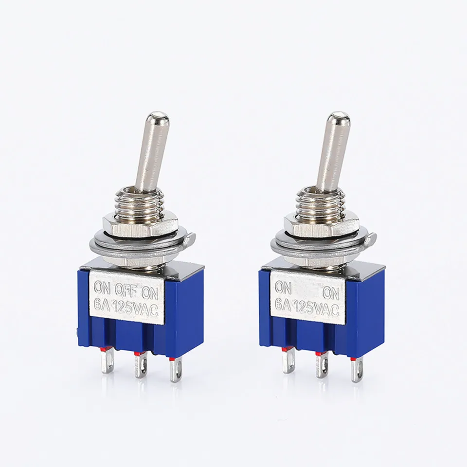 10 Buah/Banyak Biru Mini MTS-102 3-Pin SPDT ON-ON 6A 125VAC Mini Toggle Switch MTS-103 3-Pin ON-OFF-ON