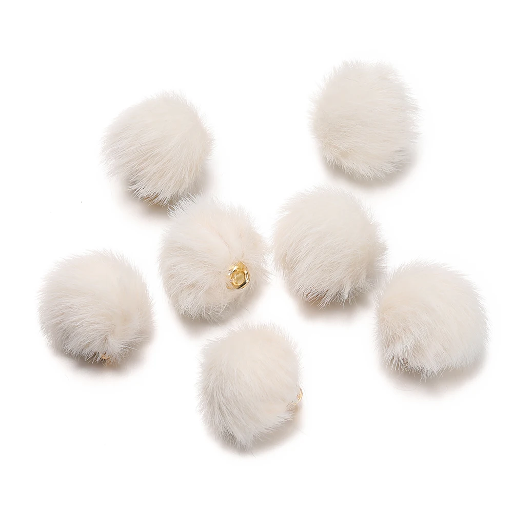 10 Stück 17 mm Plüschfell bedeckte Kugelperlen Charms Pompom Perlen Anhänger für DIY Ohrring Tasche Schlüsselanhänger Anhänger Schmuckherstellung Zubehör