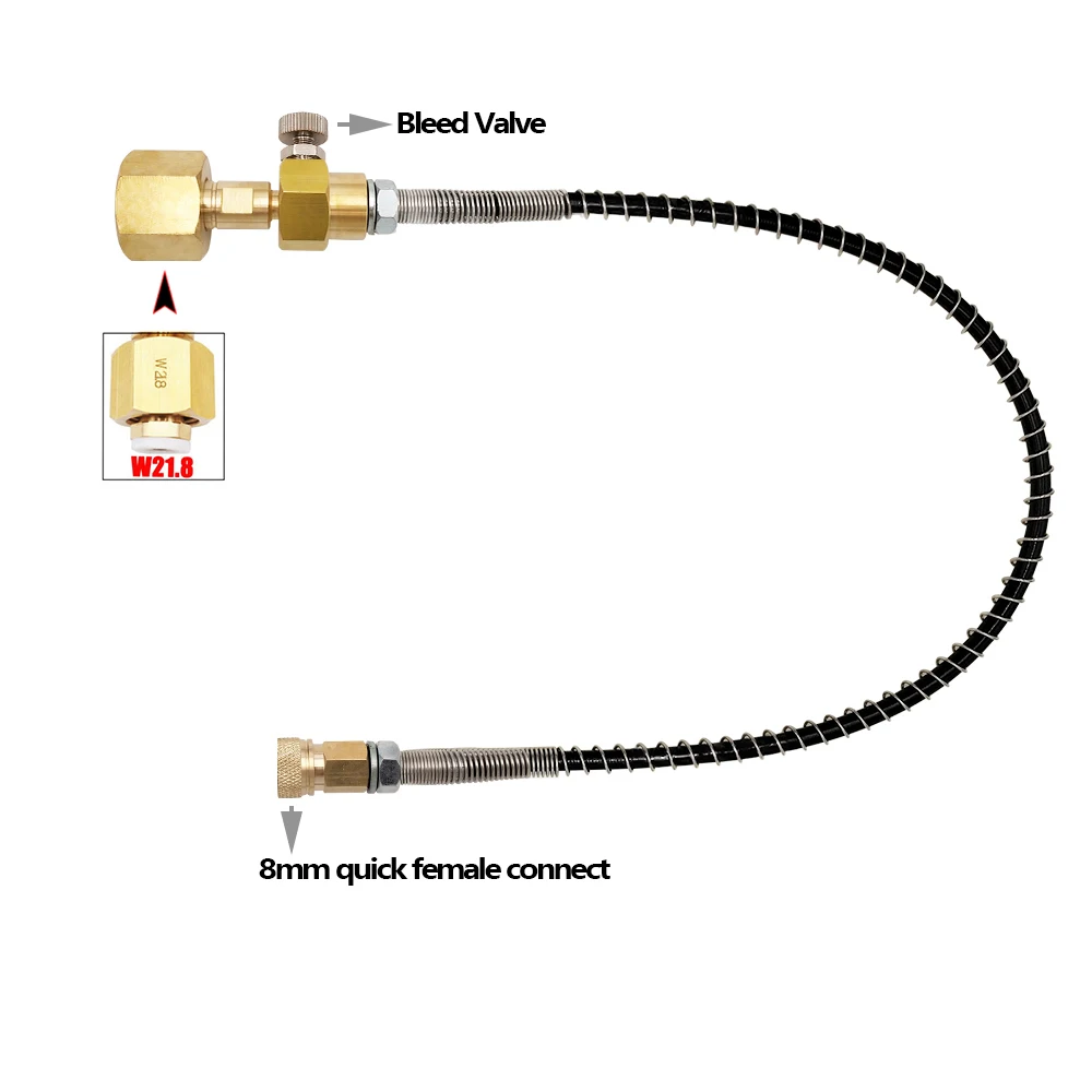 Reinforced Springs Hose kit Connect to Carbon Dioxide Tank Refill Adaptor W21.8-14 Or CGA320 W/ 8mm Quick Female Adapter