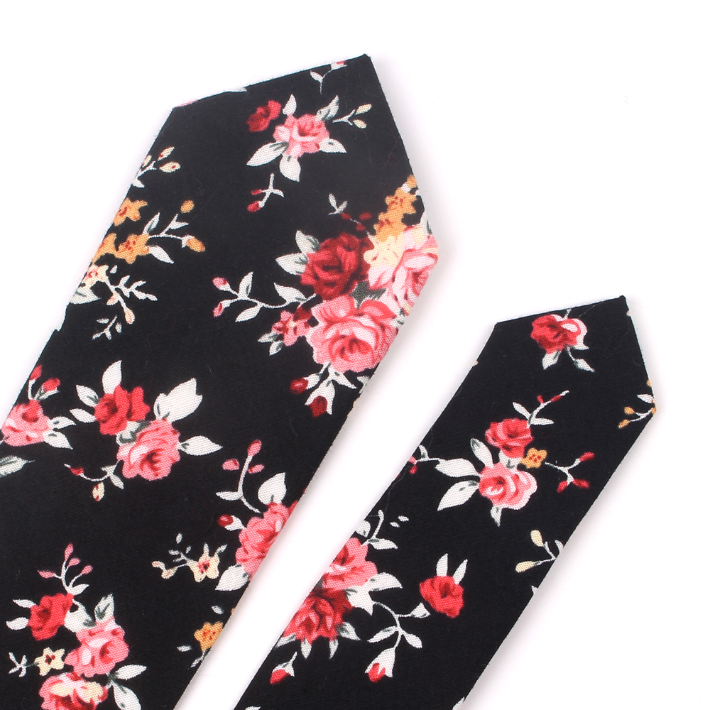 Nouveaux cravates en coton à fleurs décontractées et ensembles carrés de poche imprimé de fleurs cravate maigre pour hommes cravate de cou pour hommes cravates minces de 6 cm