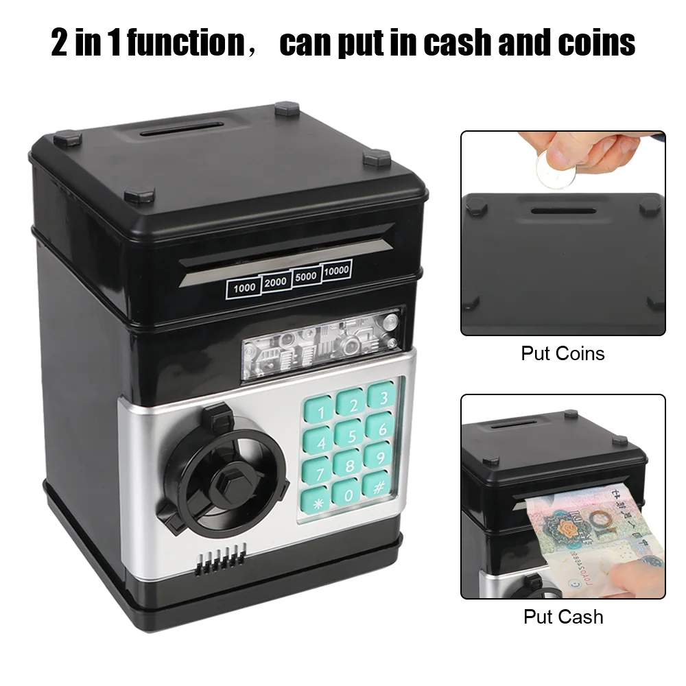 電子貯金箱子供ミニ ATM 銀行金庫自動パスワード貯金箱現金コイン紙幣貯蓄ボックスクリスマスギフト
