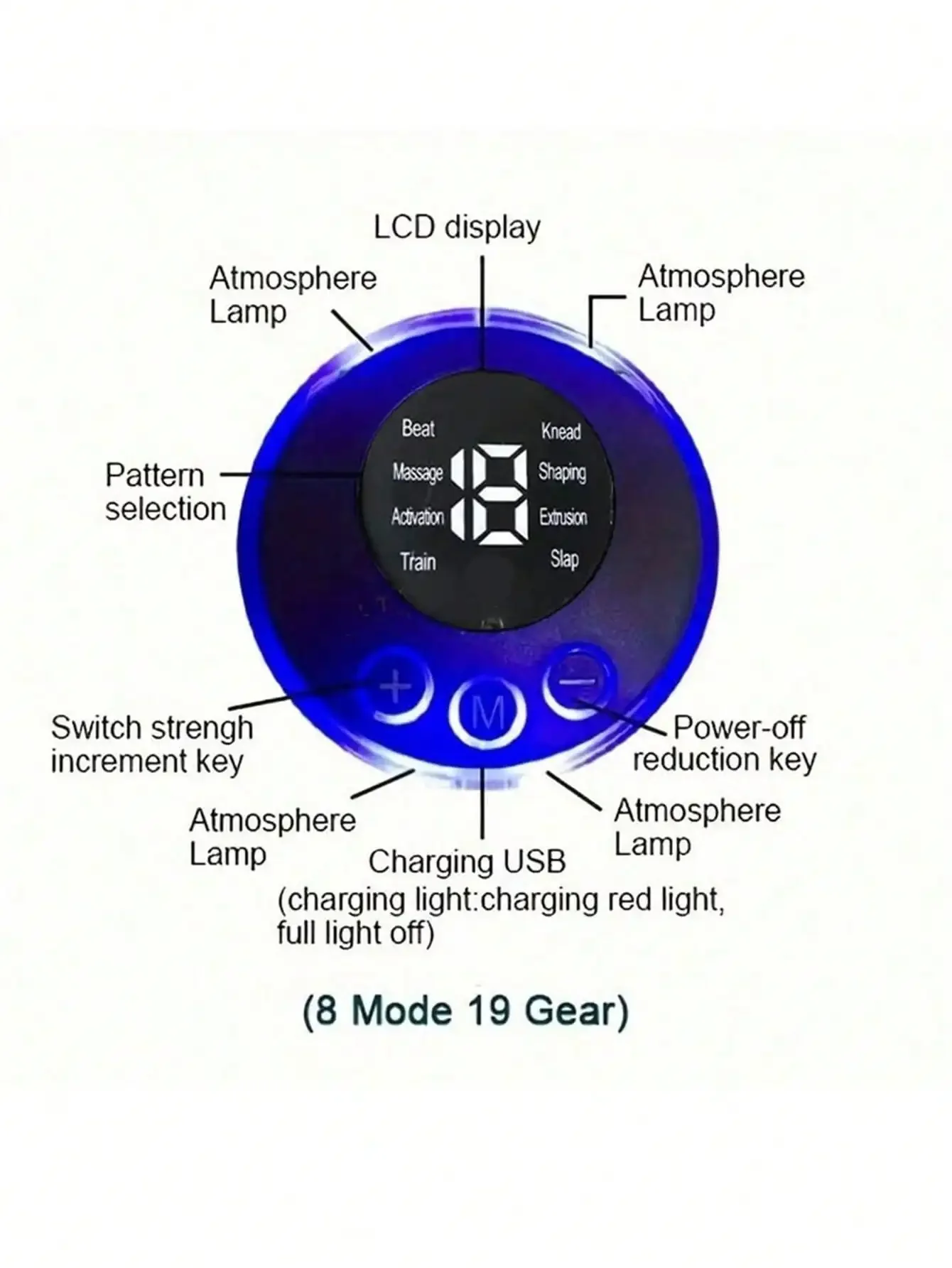 LCD Display EMS Neck Massage Electric Massager Cervical Neck Back Patch 8 Mode Pulse Muscle Stimulator