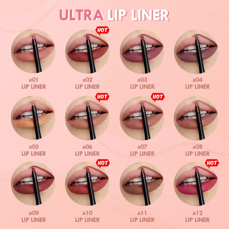 12-Color Matte Lipliner - Waterproof, Moisturizing, Long-Lasting & Non-Stick, Perfect for All Skin Types