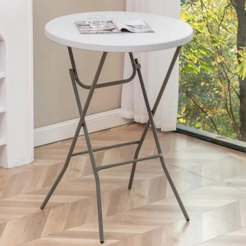 32" Round 43" Bar Height White Granite Plastic Folding Table Portable Commercial Table Banquet Card Coffee Dining Table for