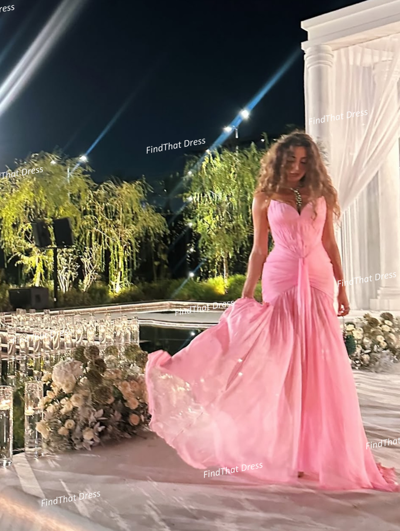 Off Shoulder Chiffon Pleated Sexy Mermaid Backless Evening Dress Floor Length Front Slit Party Gown with Sweep Court Customized