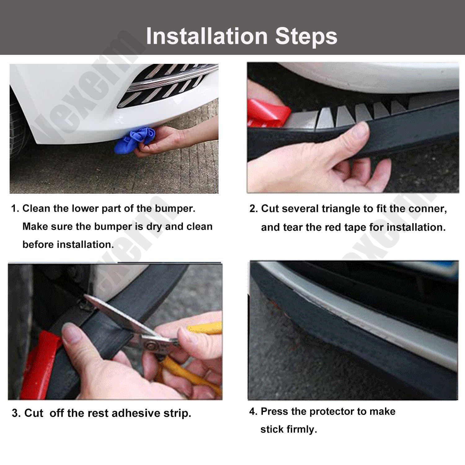 バンパー用ゴムスカートプロテクター,車の窓用,2.5m, 60mm