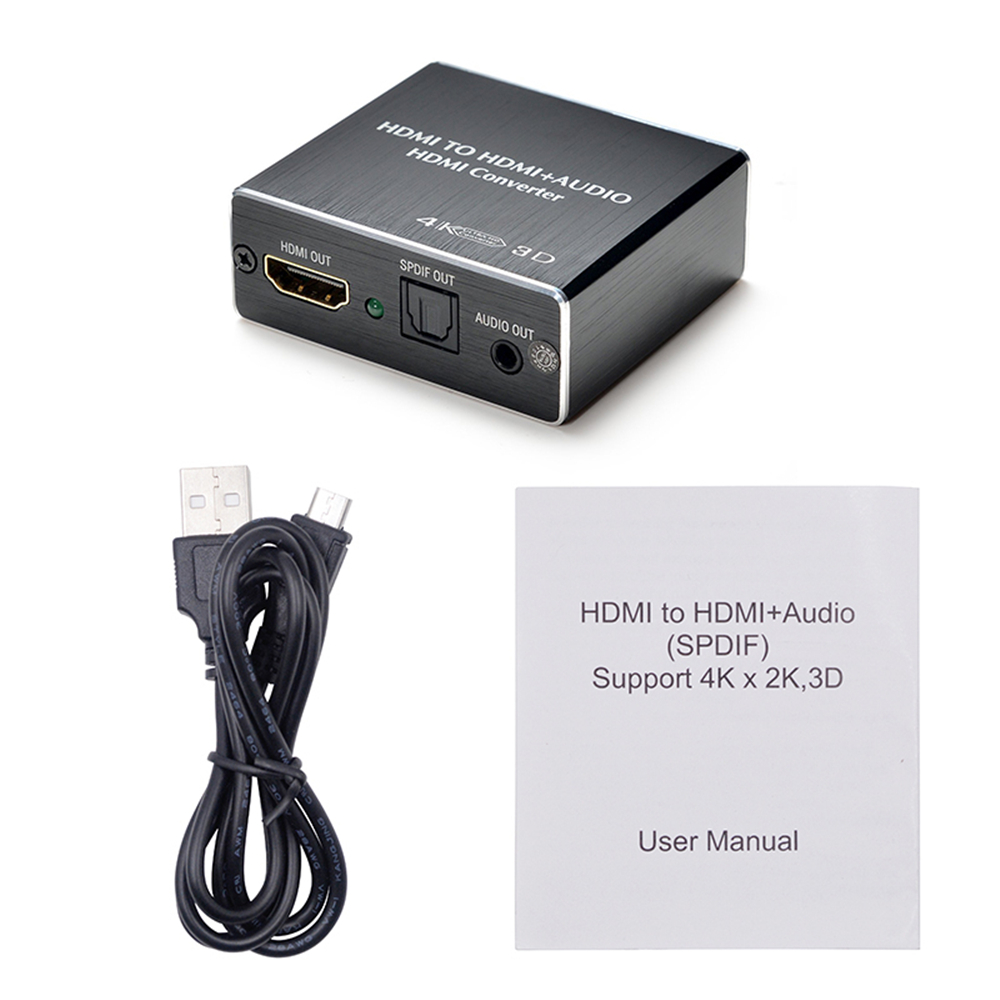 HDMI-kompatibler Audio-Extraktor kompatibler Audio-Extraktor Stereo-Extraktor Konverter optischer Toslink SPDIF 3,5mm 4k x 2Kaudi