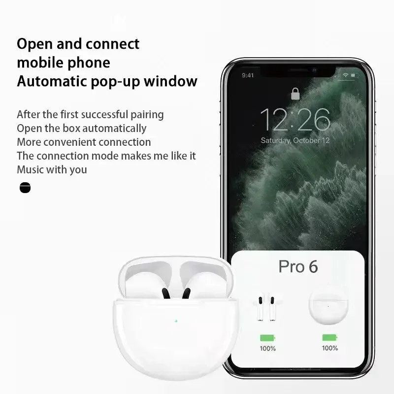 Air Pro6 auriculares Bluetooth Tws auriculares Bluetooth inalámbricos auriculares Bluetooth Pods EarPods auriculares inalámbricos Pro 6 auriculares