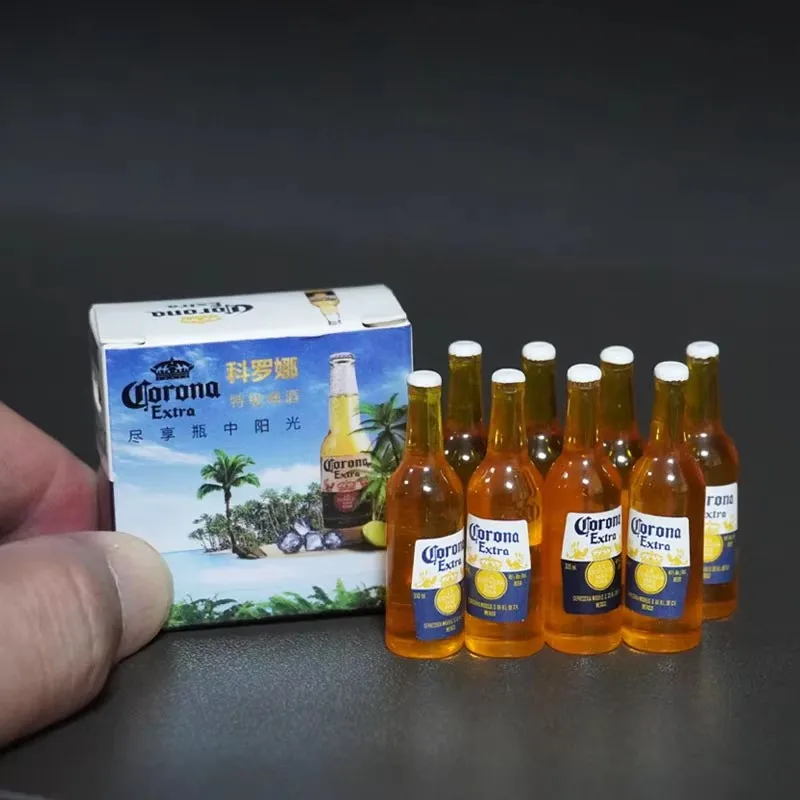 Mini bebida de agua Mineral de cerveza de simulación en miniatura a escala 1:6 con modelo de caja para figuras Bjd Ob11, accesorios para casa de muñecas, juguete para niños