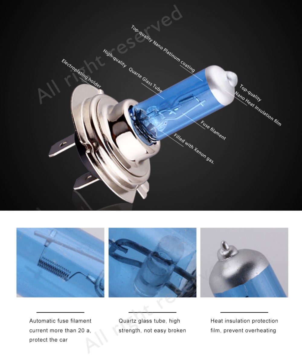 2ชิ้น H7 100W 12V 55W ไฟตัดหมอกสีขาวสว่างพิเศษหลอดฮาโลเจนพลังงานสูงไฟหน้ารถยนต์โคมไฟรถยนต์แหล่งจอดรถ