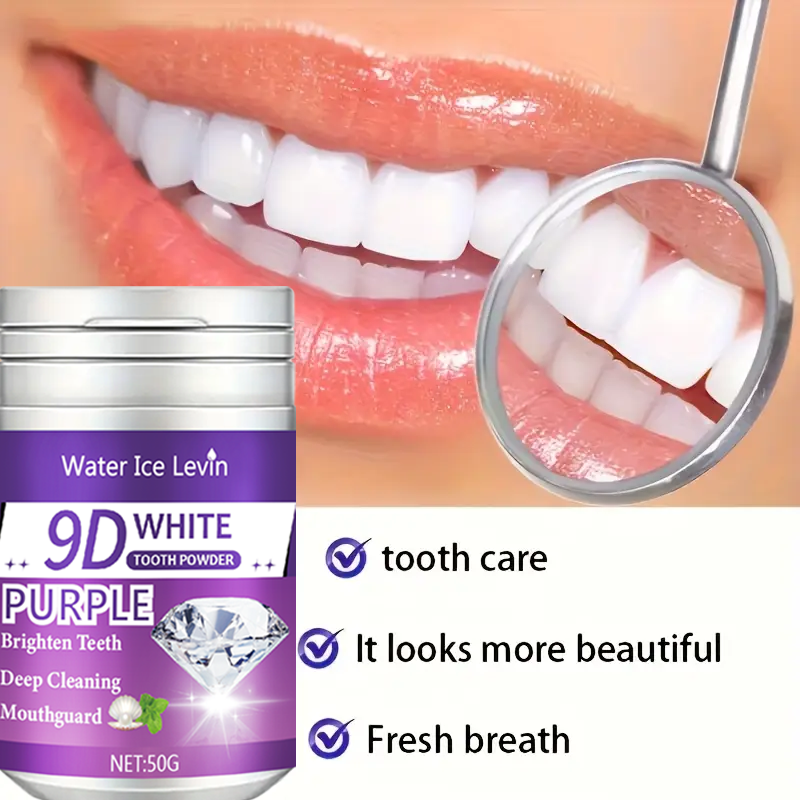 90 Second Teeth Whitening Powder - Purple Formula, Deep Cleaning, Enamel Safe, Fresh Breath, Instant Brightening, Winter Oral Ca