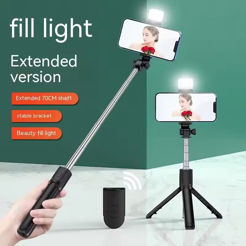 Mini selfie stick wireless Bluetooth con treppiede monopiede otturatore remoto con luce di riempimento per supporto per telefono iPhone Samsung Xiaomi