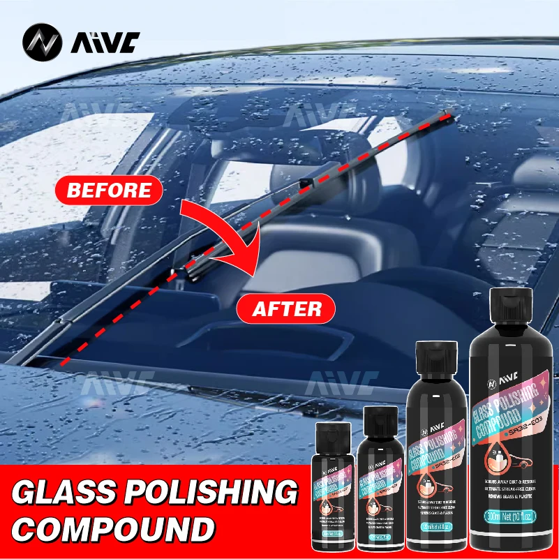AIVC-eliminador de película de aceite de vidrio, pasta de eliminación de manchas de agua para parabrisas de coche, compuesto de pulido de vidrio, limpieza de ventanas detallada