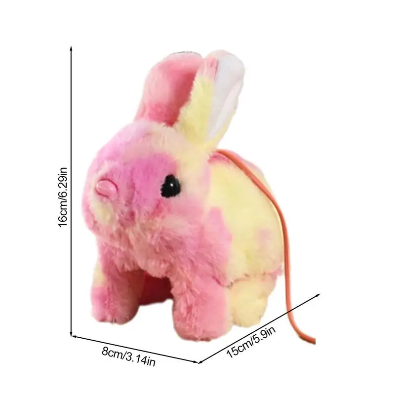 Moving Bunny Toy Stuffed Animal Toy Electronic Animated Rabbit Walking Toy Interactive Walking Animal Toy With Sounds/Rope For