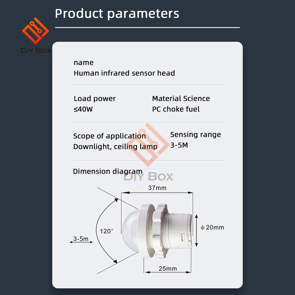 AC110-240V DC12-24V Interruptor de luz con sensor automático LED PIR Sensor de movimiento por infrarrojos detección luz nocturna interior al aire libre