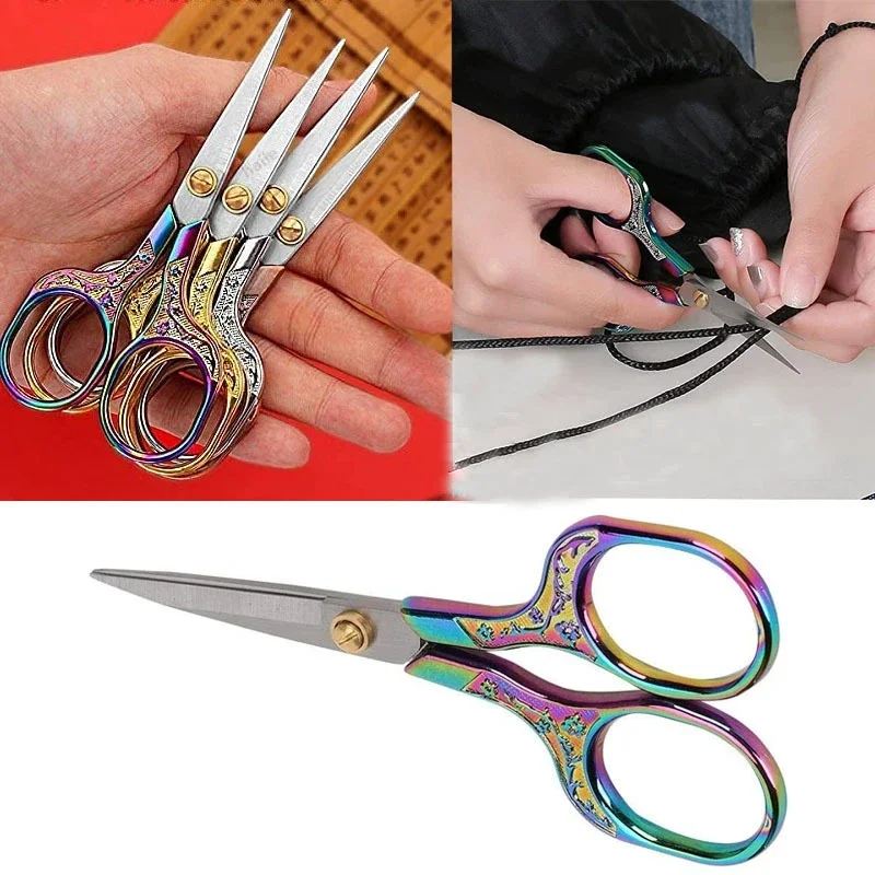 1PC forbici vintage in acciaio inossidabile per cucire taglierina per tessuti da ricamo forbici per filo su misura per cesoie da cucito