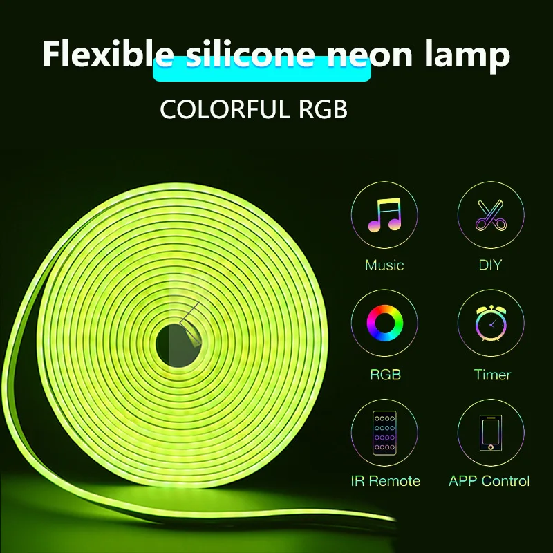 108Leds/M USB RGB Led Neon Strip Light Smart Tuya Wifi Bluetooth Diy Flexible Ribbon 5V Waterproof 1M/2M/3M/5M Neon Rope Lights