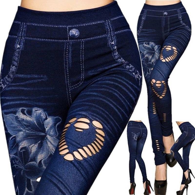 Nóng Gợi Cảm Nữ Quần Jean Skinny Jeggings Quần Cao Cấp Quần Legging Nữ In Hình Mắt Cá Chân-Chiều Dài Mỏng Legging Thể Dục Plus Kích Thước