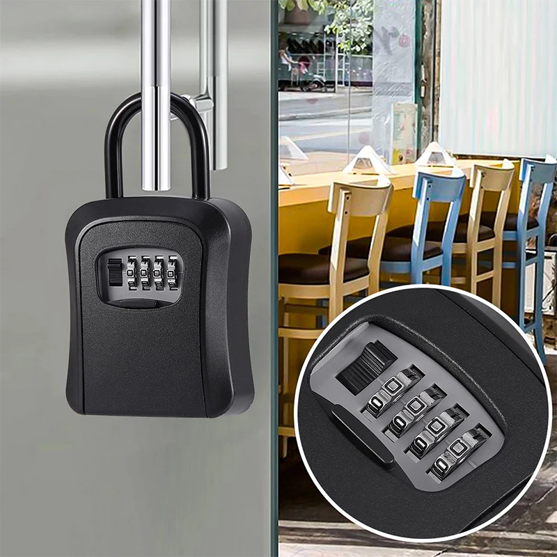 Caixa de bloqueio de chave à prova dwaterproof água fora senha de combinação de 4 dígitos metal chave casa caso instalação gratuita ao ar livre caixa de chave de senha