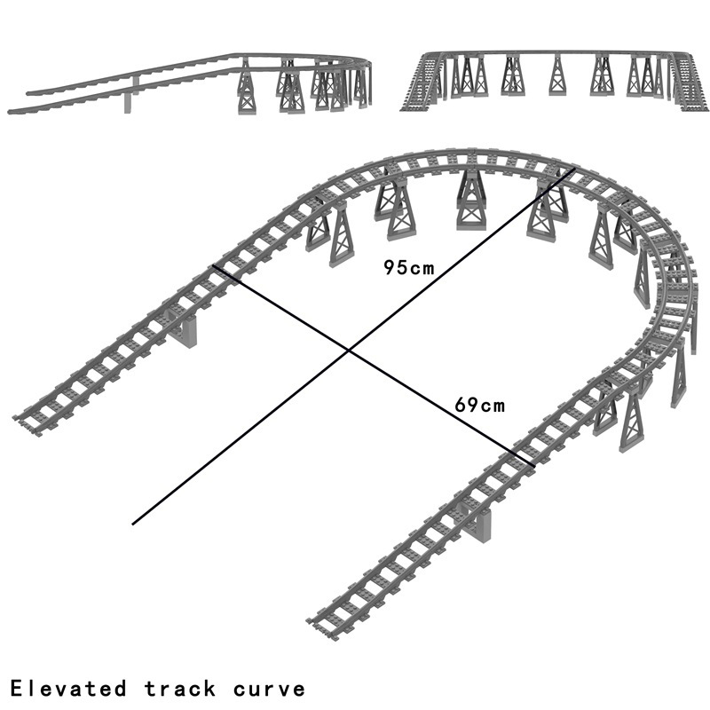 MOC รถไฟอุโมงค์ทางเข้าชุดรถไฟเมืองคอนเทนเนอร์ชุดถังน้ํามัน Mountain รถไฟติดตามไฟจราจร Leduo บล็อก