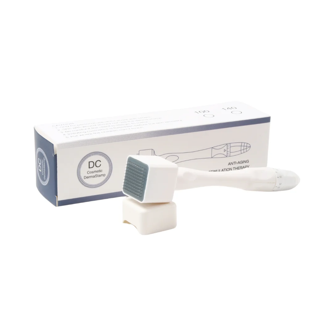 Dermaแสตมป์ปรับMicroneedleแสตมป์140/100 Pinsเข็มไทเทเนียมสําหรับผิวหน้าเคราRewrowth