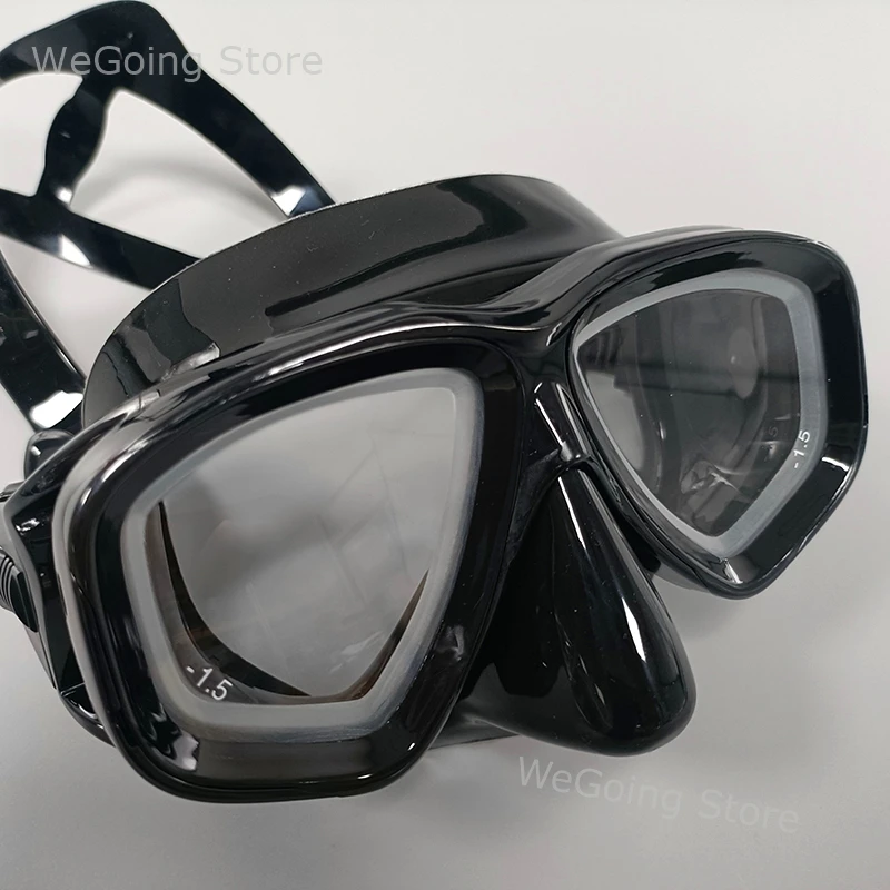 Tempered Glass Diving Goggles with Prescription Lens Corrective Swim Mask with Power Ranges from -1.5 to -8.0 for Short Sighted