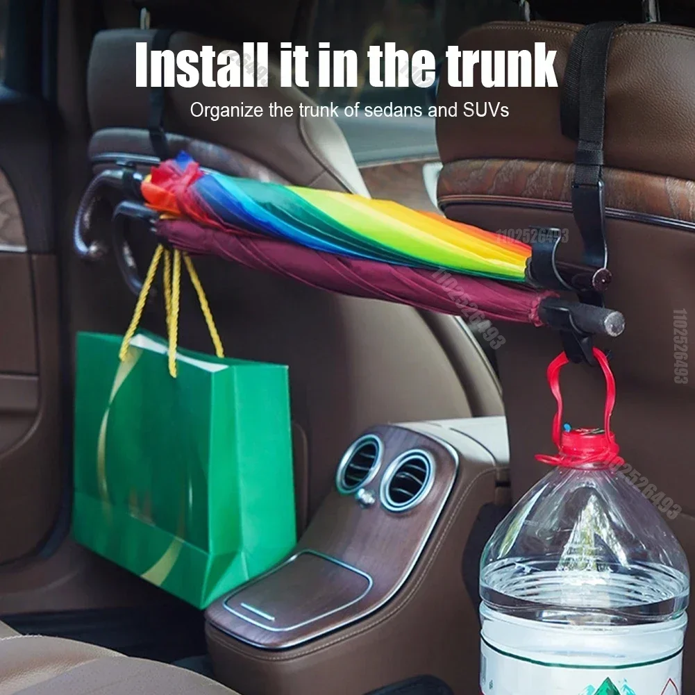 Crochet de siège arrière de voiture, 2 pièces, appui-tête de siège arrière multifonction suspendu, support de coffre de parapluie réglable, accessoires d'intérieur automobile