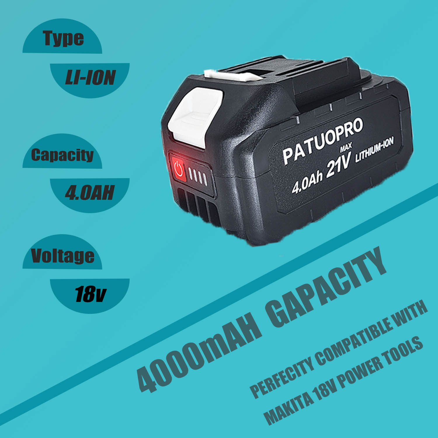 18v 21v 2.0 4.0 6.0ah bateria de lítio recarregável para makita chave sem fio martelo broca ângulo moedor motosserra chave de fenda